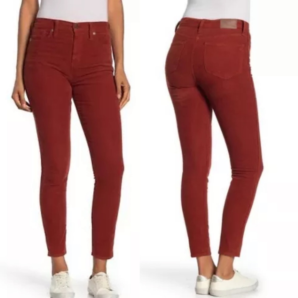 Madewell 10’’ inch high rise skinny burnt red/orange corduroy pants jeans 29